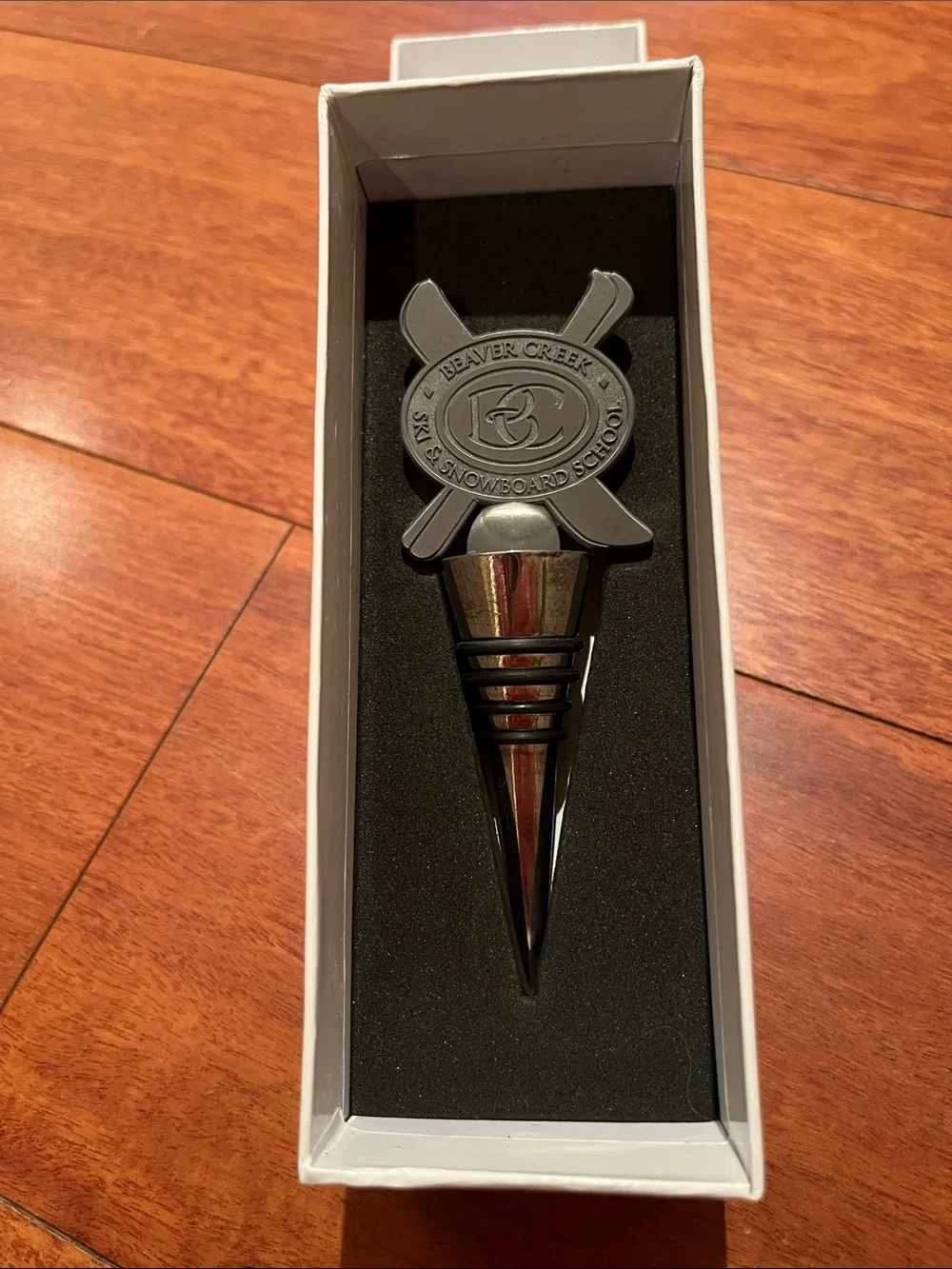 Beaver Creek Ski & Snowboard School Metal Bottle Stopper - Silver